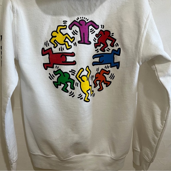 KEITH HARING Unity Circle 2 Graphic Hoodie Sweatshirt White Size Small - Picture 4 of 9